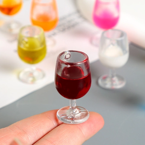 Miniature Wine Glass Charms Simulation Resin Goblet Pendants Colorful Drink Cups For DIY Jewelry Making Keychain Decor