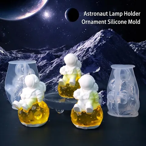 Stampo In Silicone Per Base Lampada Luna Astronauta Resina Epossidica DIY Tema Spaziale Ornamento Da Scrivania Regalo