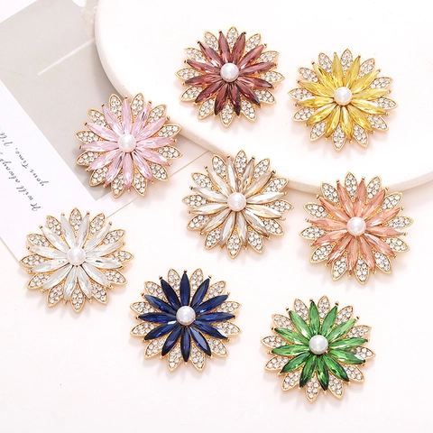 Breloques Fleurs Alliage Strass Cristal Fausse Künstliche Perle DIY Accessoires Bijoux Décoration Chaussure Embellissements Coque Téléphone Brillant Marquise Pierre Précieuse Élégant