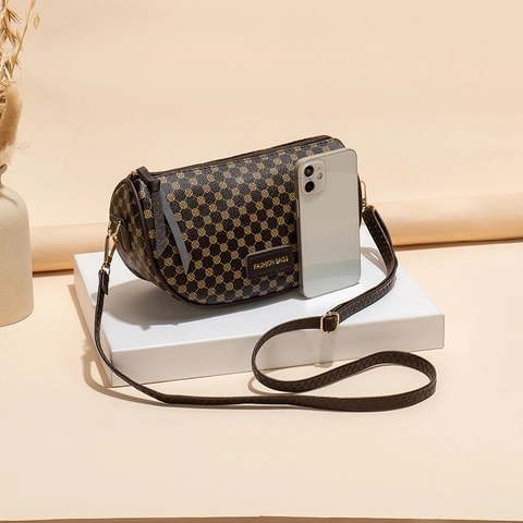 Borsa A Tracolla In Pelle PU Con Stampa Geometrica Retrò Per Donna Borsa A Sella Trendy Con Tracolla Regolabile