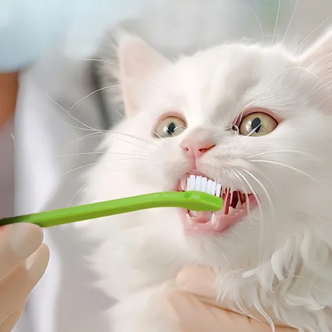 Haustier Zahnbürste Für Katzen Und Hunde Mundreinigung PP Griff Nylon Weiche Borsten Lange Gebogene Mini Bürstenkopf Bunt