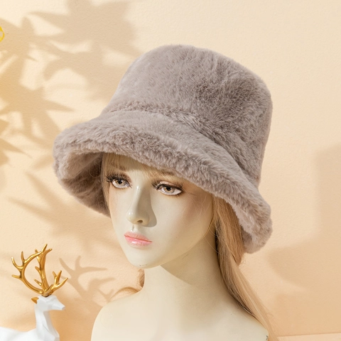 Cappello Alla Pescatora Caldo Invernale Da Donna Pelliccia Sintetica Peluche Morbido Imitazione Pelo Di Coniglio Moda