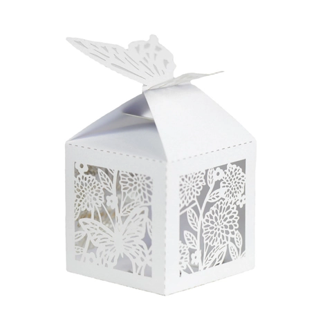 European Laser Cut Butterfly Hollow Candy Box Pearl Paper Wedding Party Favor Gift Box For Chocolate Treats Packaging