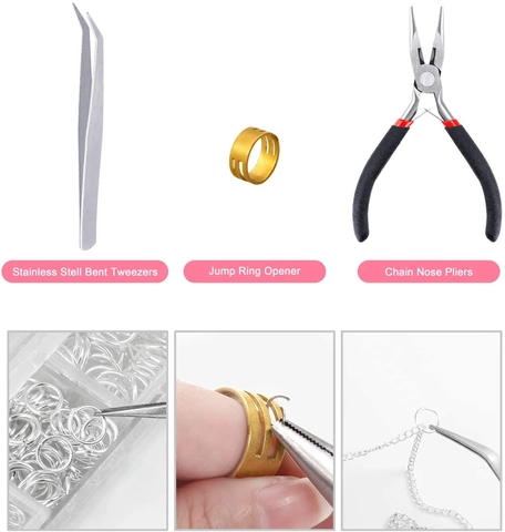 Jewelry Making Kits With Open Jump Rings Lobster Clasps Chains Pliers Tweezers Metal Accessories For Necklace DIY Crafts