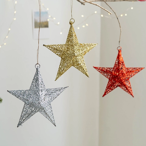 Decorazioni Appese A Stella A Cinque Punte Di Natale Arte In Ferro Cavo Luccicante Per Festa Di Vacanza Matrimonio Vetrina Soffitto