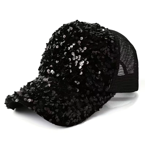 Dames Honkbalpet Met Pailletten Glimmende Mesh Ademende Zonnehoed Verstelbaar Zomer Outdoor Mode Casual Hoofddeksel