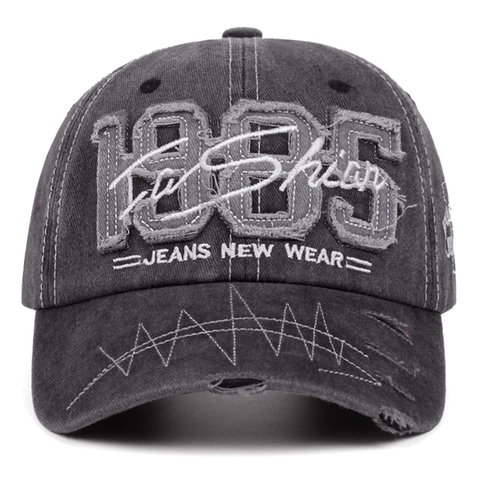 Retro Washed Cotton Baseball Cap Distressed Ripped 1985 Stickerei Vintage Verstellbare Sonnenmütze Für Damen Herren