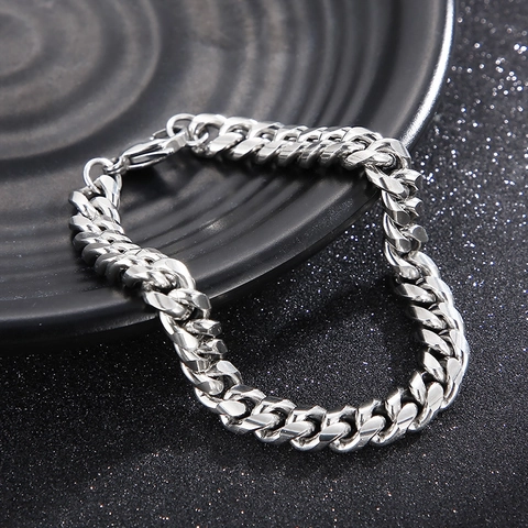 Cubaanse Schakelarmband Roestvrij Staal Gourmetketting Met Kreeftsluiting Coole Hip Hop Sieraden Voor Mannen Vrouwen