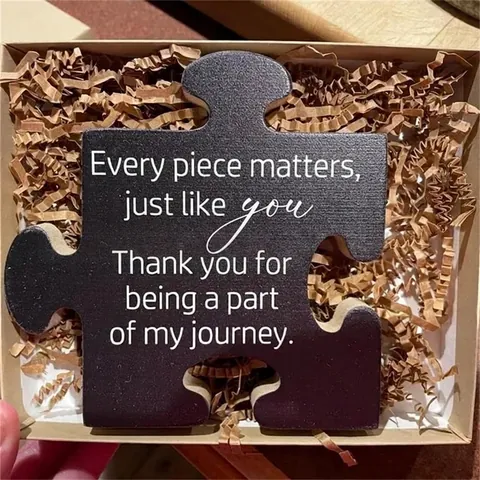 Ornamento In Legno A Forma Di Pezzo Di Puzzle Con Citazioni Sentimentali Per Amici Colleghi Decorazione Da Scrivania
