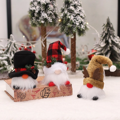 Ornamenti Appesi Gnomo Di Natale Peluche A LED Gonk Nordico Luminoso Babbo Natale Pupazzo Di Neve Renna Decorazioni Casa