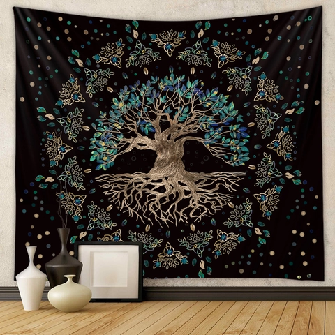 Tapiz Árbol De La Vida Colgante Pared Bohemio Tela Poliéster Nudo Celta Paño Fondo Decorativo Decoración Habitación Estético