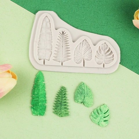 Tropical Leaf Silicone Mold Monstera Fern Banana Leaves Shape For Fondant Cake Decoration Chocolate Craft DIY Baking