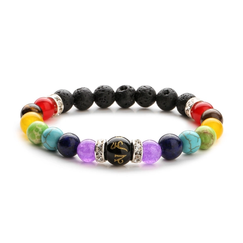 Men Beaded Bracelet Lava Stone Natural Agate Evil Eye Hamsa Leopard Head Buddha Elastic Ethnic Protective Jewelry