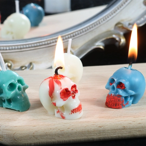 Skull Head Silicone Mold For DIY Scented Candle Making Halloween Decorative Gothic Style Flexible Resin Plaster Tool