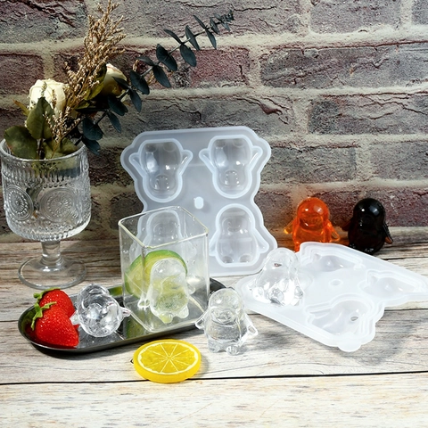 Stampo Per Cubetti Di Ghiaccio A Forma Di Pinguino Silicone Con Coperchio Vassoio Ghiaccio 3D Per Whisky Bevande Fredde