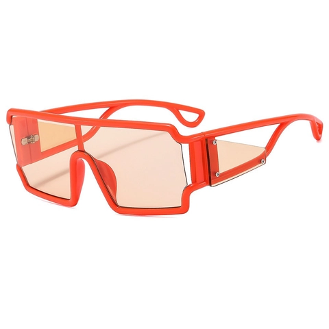 Gafas De Sol Shield Cuadradas De Gran Tamaño Protección UV400 Montura De PC Calada Estilo Punk Hip Hop Unisex