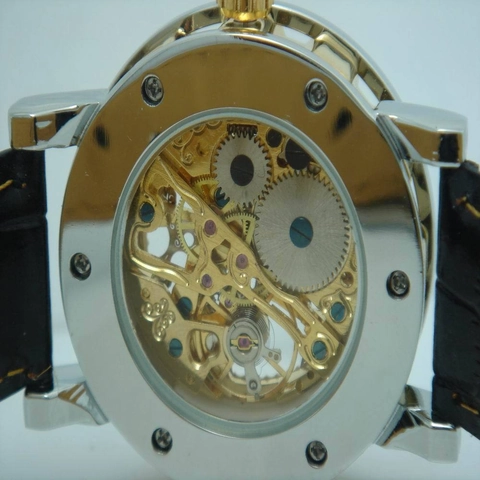 Automatic Mechanical Watch For Men Skeleton Dial Luminous Business Casual Retro Style Leather Strap Water Resistant