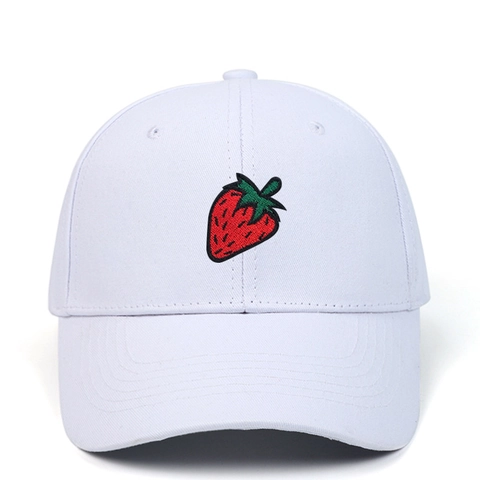 Gorra De Béisbol De Algodón Con Bordado De Fresa Sombrero De Sol Ajustable Estilo Casual Deportivo