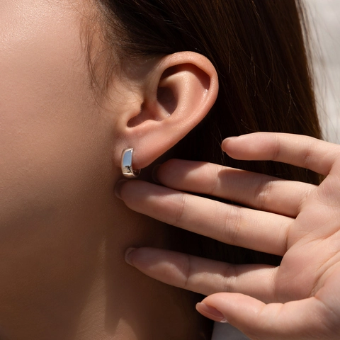 925 Sterling Silber Creolen Minimalistisch Geometrisch Rechteckig Glatt Poliert Schmuck Für Damen Alltag