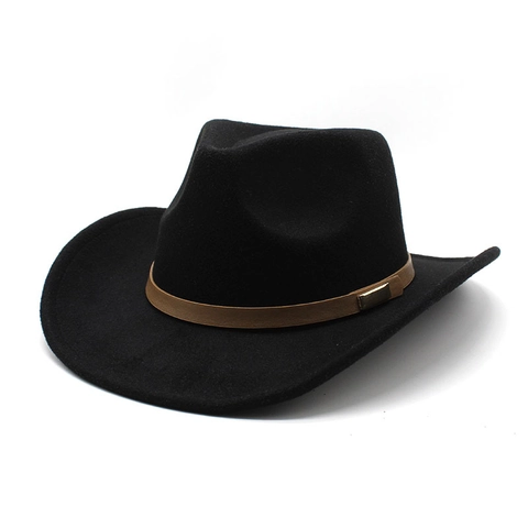Western Cowboyhut Filz Wolle Breite Krempe Mit Ethnischem Perlenband Und Stein Vintage Outdoor Fedora