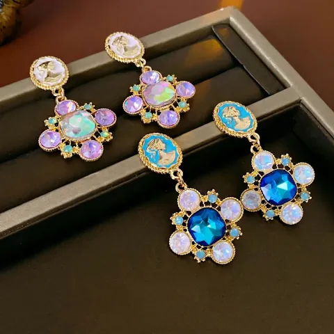 Vintage Barock Cameo Porträt Ohrhänger Mit Legierung Straß Und Silbernem Ohrstecker Palast Stil Für Damen