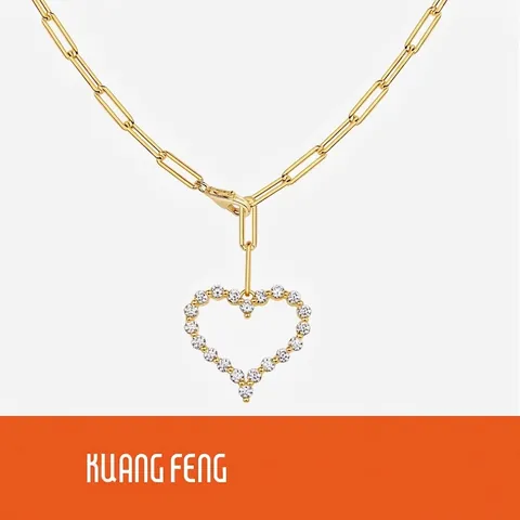 Collana con Ciondolo a Cuore in Argento Sterling 925 Moissanite per Donna Collana da Clavicola con Catena a Graffetta Oro 18K