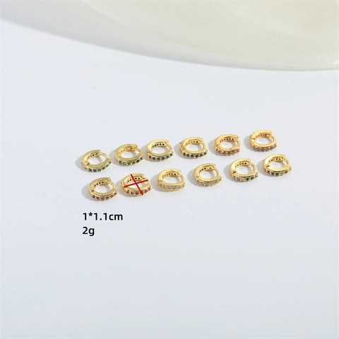 Huggie Hoop Earrings Copper Micro Inlaid Colorful Zircon Mini Round Fashion Jewelry For Women