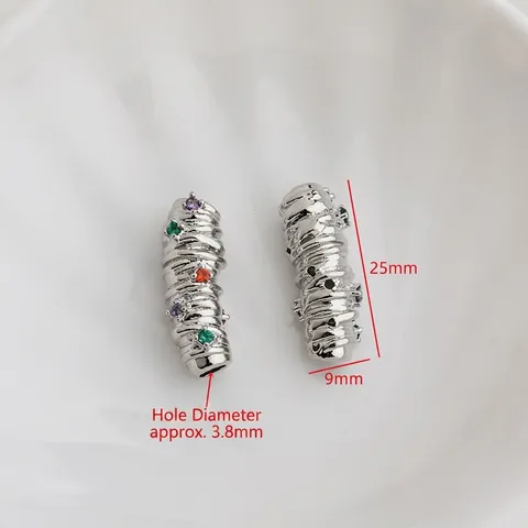 Perles De Tube Courbé Spirale Chenille Laiton Plaqué Or 14K Avec Zircon Cubique Coloré Pour Création De Bijoux DIY