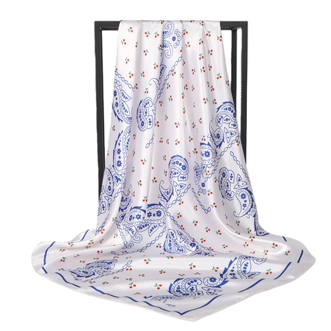 Satin Polyester Square Scarf Cherry Paisley Print Headscarf Neck Wrap Fashion Accessory For Women Lightweight