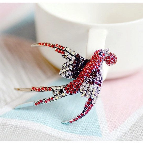 Spilla A Forma Di Uccello Rondine Vintage Lega Smalto Strass Gioielli Animali Colorati Da Donna Accessori Eleganti