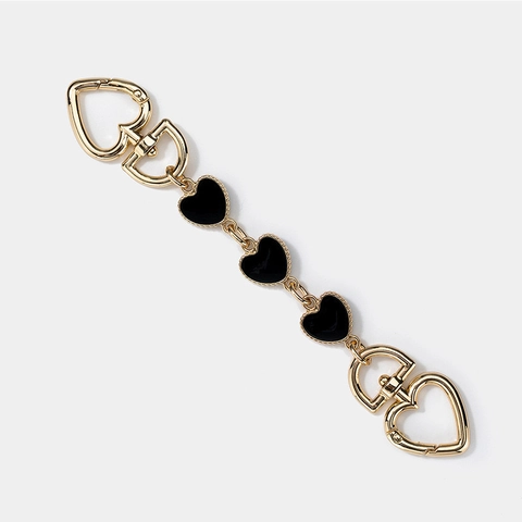 Vintage Alloy Heart Shaped Bag Chain Extension Fashion Golden Metal Handbag Decoration Strap Hanging Charm For Shoulder Bag