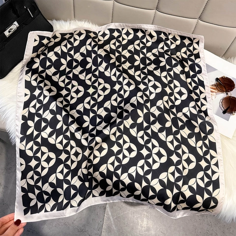 Elegant Square Scarf Satin-Like Satin Polyester Geometric Floral Pattern Headscarf For Women Neck Scarf Hair Wrap