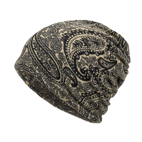 Paisley Print Slouchy Beanie Gebreid Polyester Multifunctionele Hoed En Nekwarmer Boheemse Stijl Lichtgewicht Zacht