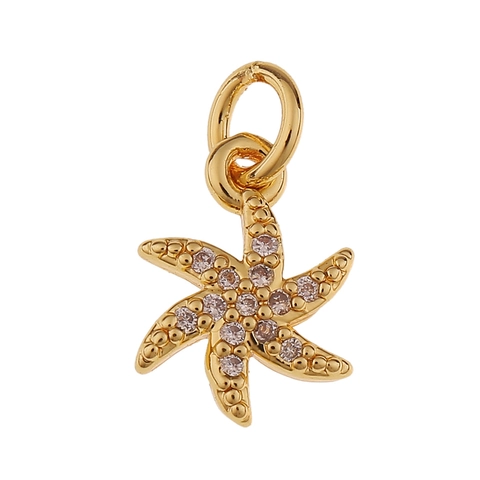 DIY Sieraden Maken Bedeltjes Koper Verguld Zirkoon Ingelegd Zeester Zon Zeepaardje Bliksem Oog Lippen Vorm Mode Componenten
