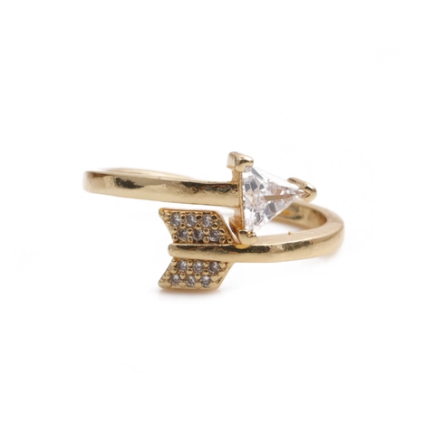 Anello Aperto Freccia Rame Zircone Micro Pavè Regolabile Oro Gioielli Di Moda Per Donna