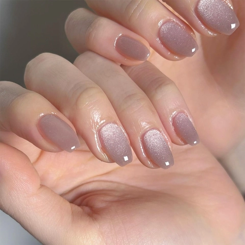 Franse Roze Cat Eye Press On Nagels Vierkant Rond Glimmende Glitter Kunstnagels Voor Vrouwen Herbruikbare Manicure