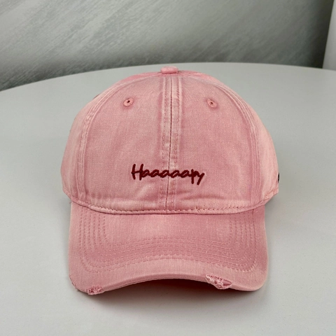 Washed Cotton Baseball Cap Distressed Broken Hole Letter Embroidery Sun Protection Curved Brim Casual Streetwear Hat