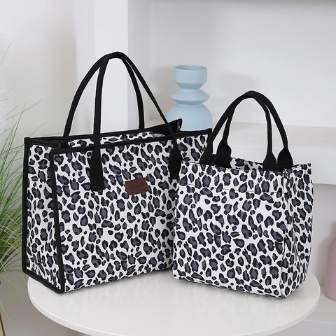 Women Leopard Print Tote Bag Canvas Large Capacity Handbag Casual Street Fashion Shoulder Bag Zipper Closure Stylish