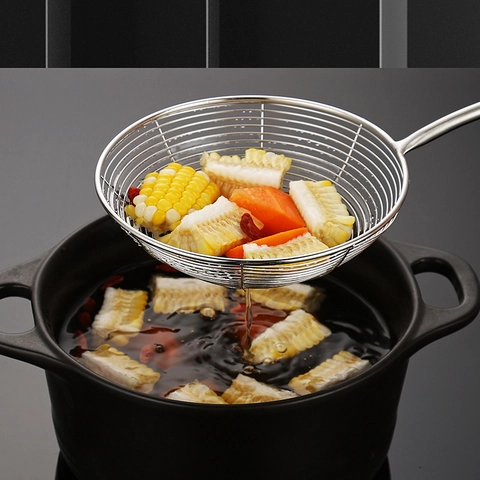Espumadera De Araña De Acero Inoxidable Con Mango Largo Resistente Al Calor Colador De Alambre Fino Para Freír Cocinar