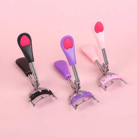 Wimpernzange Mit Integriertem Kamm Kohlenstoffstahl Tragbares Augen Make-up Tool Herz Dekor Für Natürliche Lange Locken