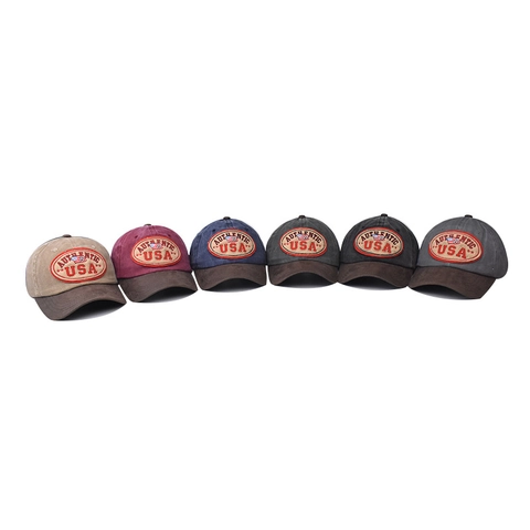 Cappello Da Baseball In Cotone Lavato Vintage Ricamo USA Berretto Papà Distressed Regolabile Retrò Sportivo Unisex