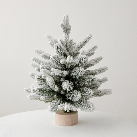 Künstlicher Weihnachtsbaum Mini Beflockt Schneebedeckt Desktop Ornament Tischdeko Kiefer Mit Holzsockel