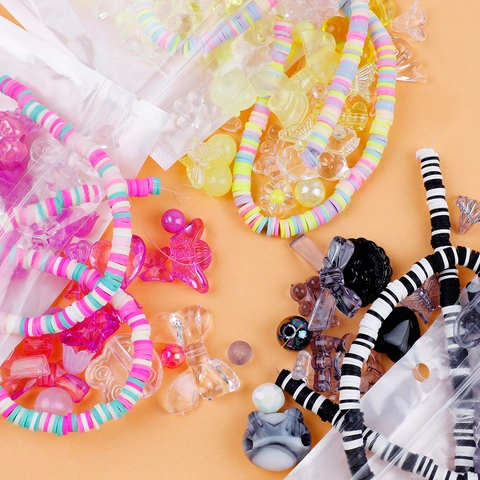 DIY Phone Lanyard Jewelry Making Supplies Colorful Acrylic Polymer Clay Alphabet Beads Butterfly Charms Handmade Craft Girls