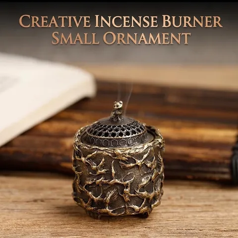 Vintage Incense Burner Alloy Copper Antique Crane Relief Censer Cat Lid Desktop Decor Zen Meditation Ornament