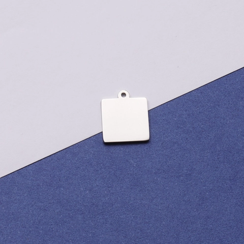 Colgante Cuadrado En Blanco Acero Inoxidable 304 Pulido Espejo Etiqueta Metal Plana Para Creación Joyería DIY