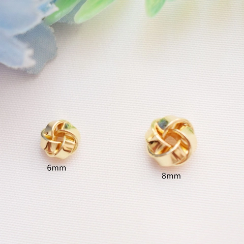 Cuentas Espaciadoras De Nudo Hueco De Cobre Chapado En Oro Cuentas Sueltas Geométricas Para Fabricación De Joyas DIY Pulseras Collares