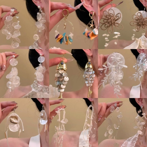 Pendientes Bohemios De Borla Larga Concha Perla Artificial Con Perno De Plata De Ley 925 Joyería De Moda Estilo Resort Para Mujer