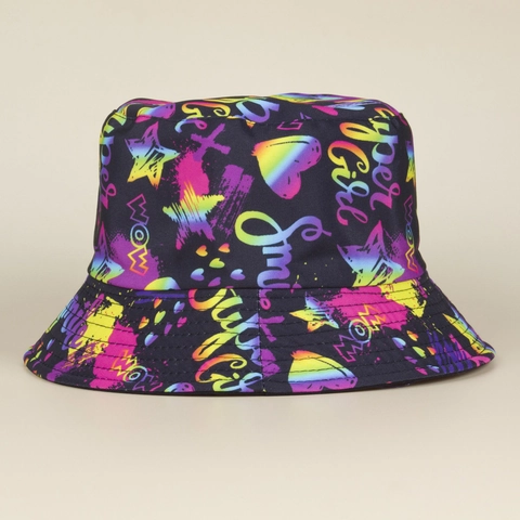 Double Sided Bucket Hat Polyester Sun Protection Colorful Tie Dye Graffiti Print Outdoor Vacation Unisex Sun Hat