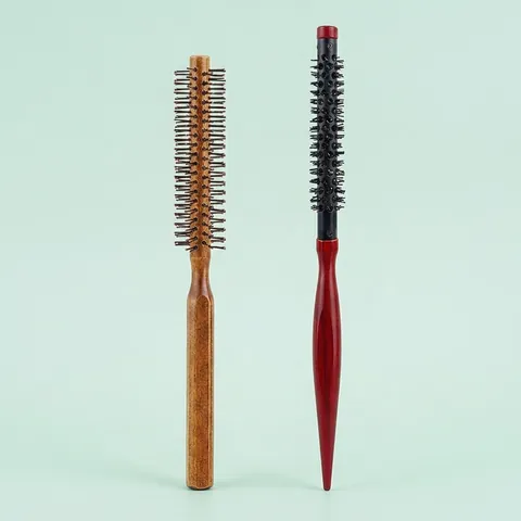 Spazzola Rotonda Per Capelli Manico In Legno Tubo Di Alluminio Setole Di Nylon Per Ricci Volume Styling Professionale