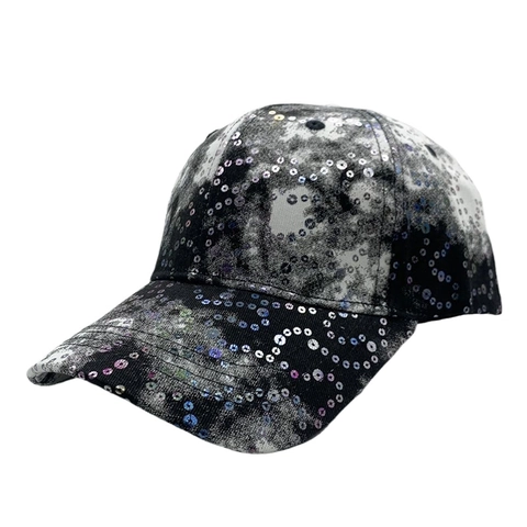 Mode Pailletten Baseball Kappe Tie-Dye Baumwollmischung Acid Wash Marmormuster Outdoor Sonnenschutz Gebogener Schirm Unisex Hut